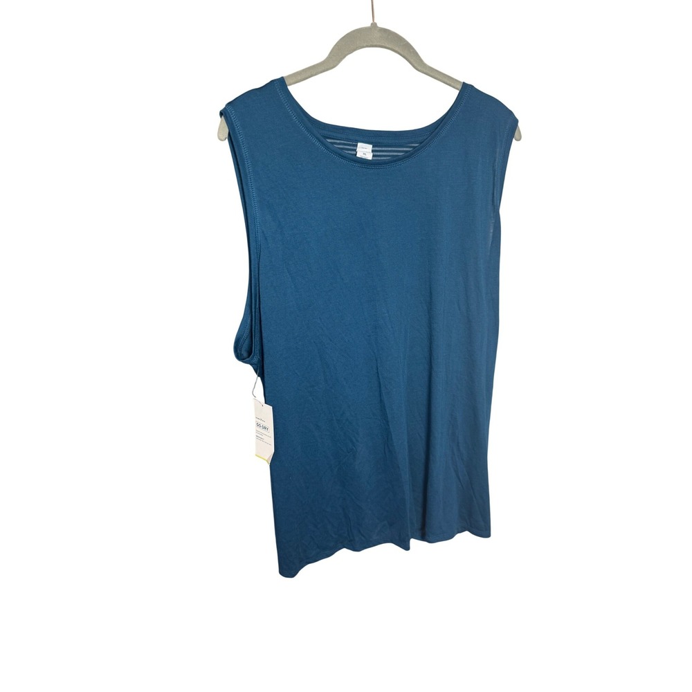 Old Navy Active Go-Dry Teal Blue Twist Back Mesh Panel Tank Top XXL New